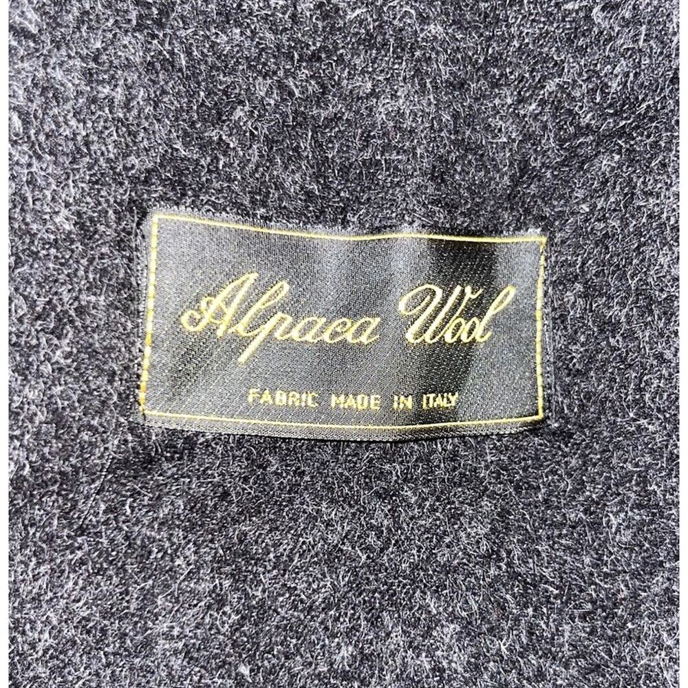 Bill Blass Coat Womens 14 Black Textured Alpaca Merino Wool Italian Overcoat - Picture 3 of 6